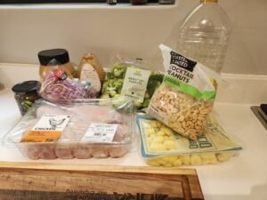 Sticky Thai peanut chicken and gnocchi tray bake ingredients