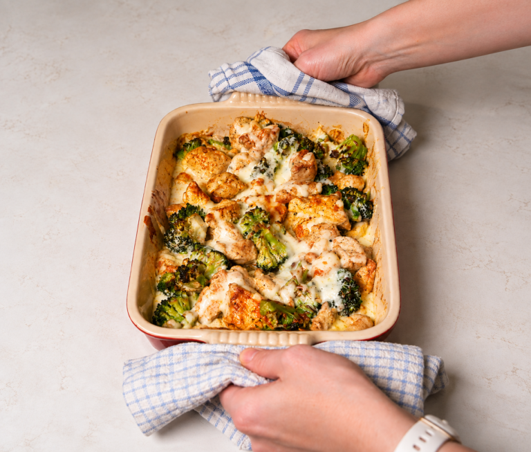 High Protein Creamy Chicken & Broccoli Bake