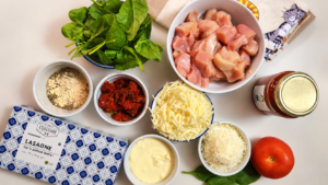 10-minute prep chicken lasgne - ingredients