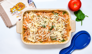 10-minute prep chicken lasgne - mozz on top